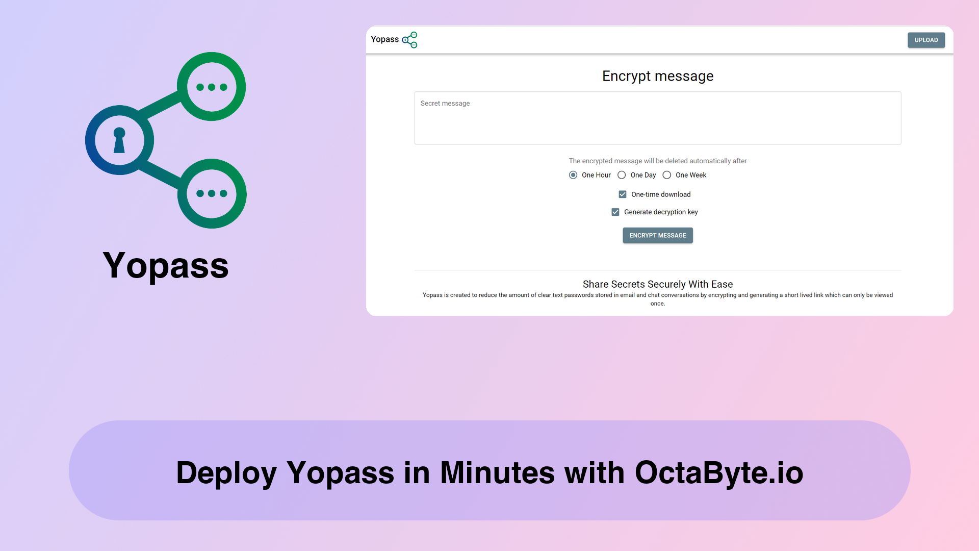 Deploy Yopass in Minutes with OctaByte.io