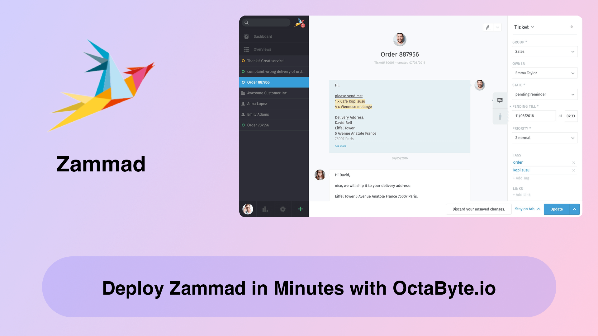 Deploy Zammad in Minutes with OctaByte.io