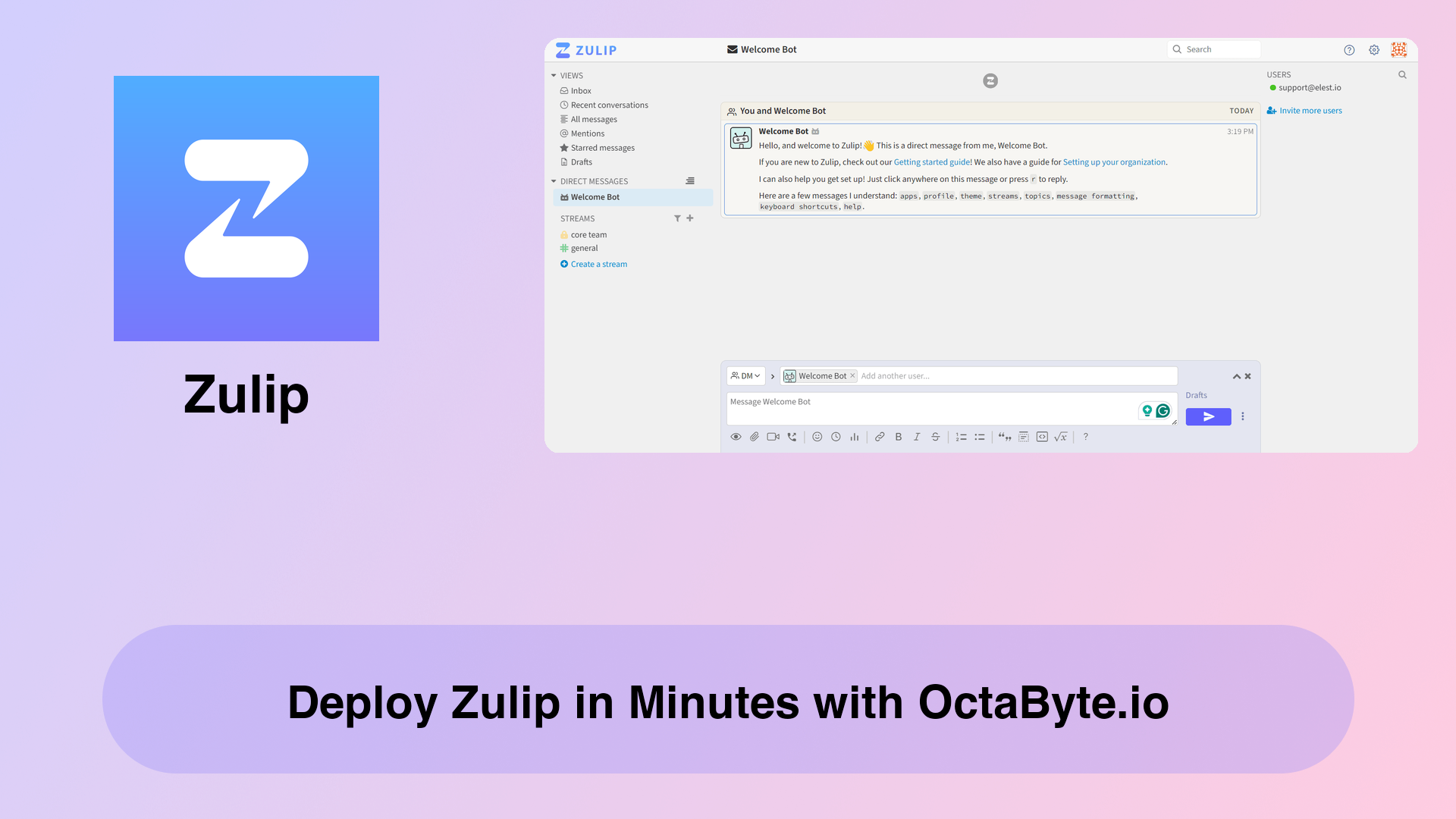 Deploy Zulip in Minutes with OctaByte.io