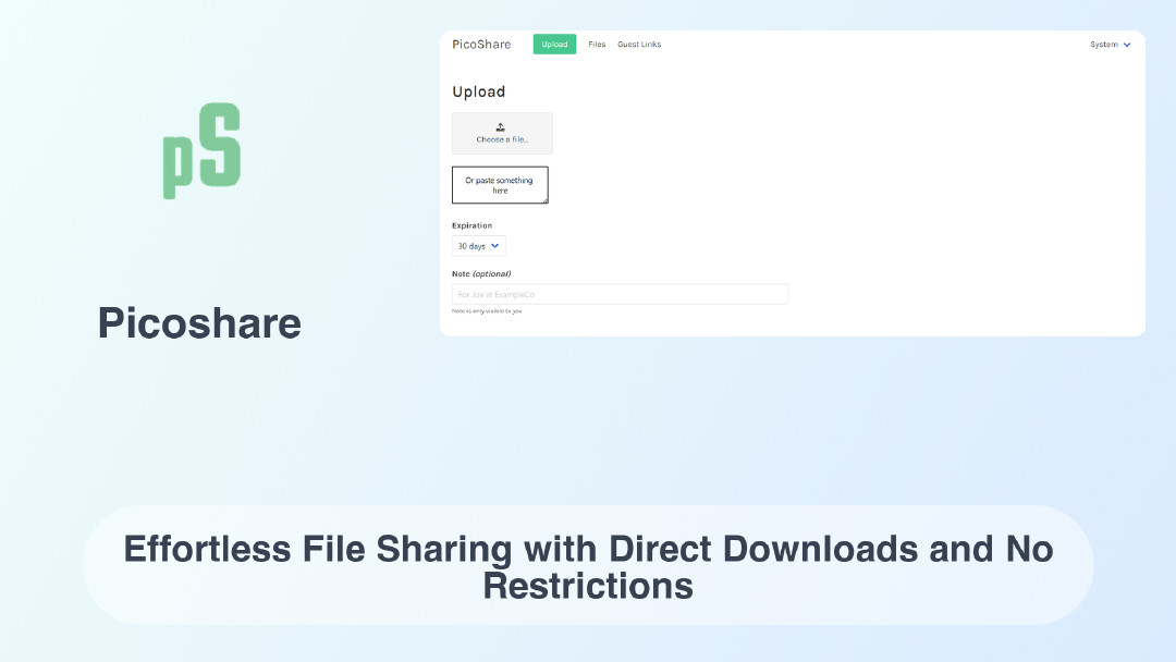 Picoshare: Effortless File Sharing with Direct Downloads and No ...