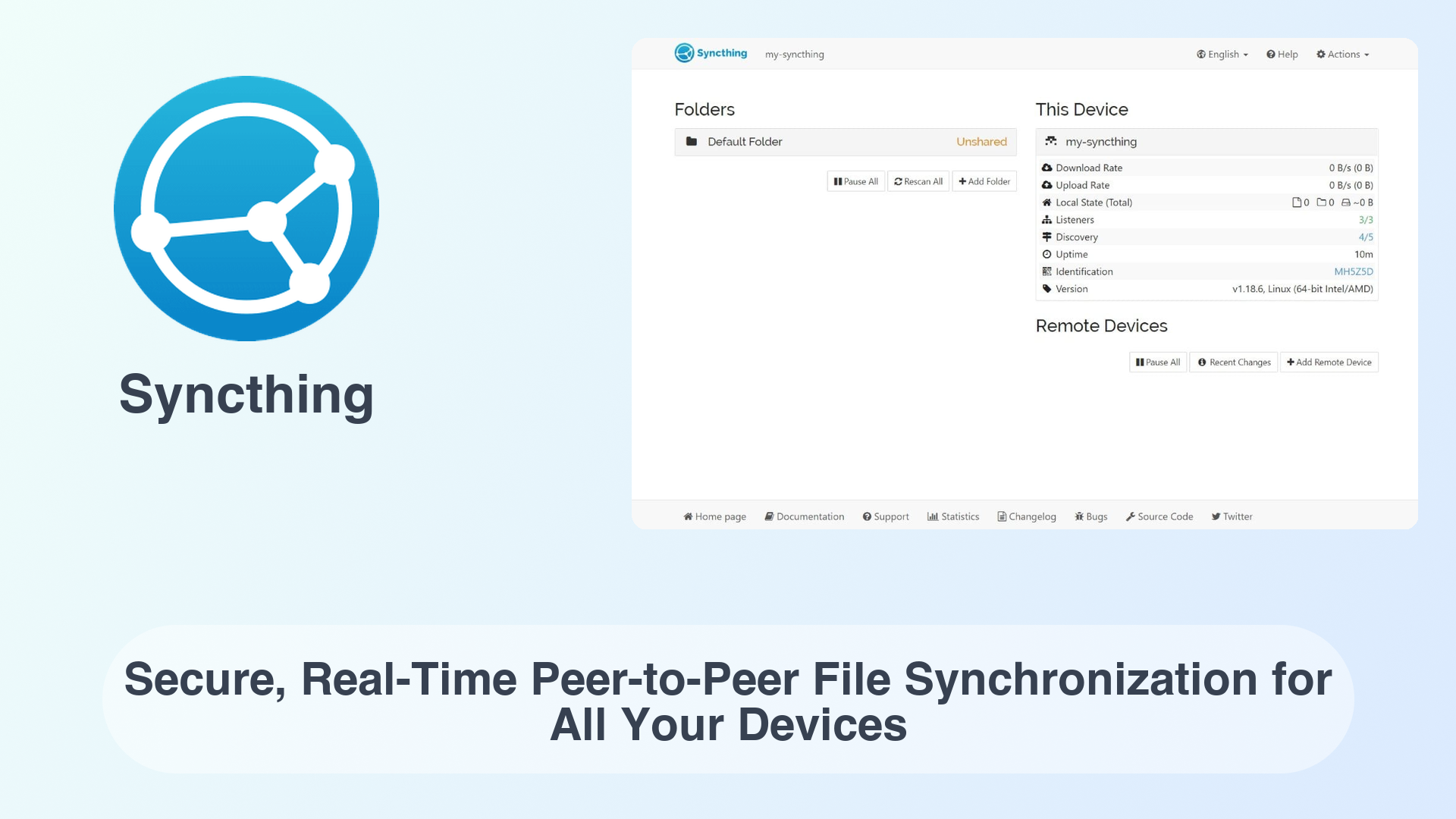 Syncthing: Secure, Real-Time Peer-to-Peer File Synchronization for All Your Devices