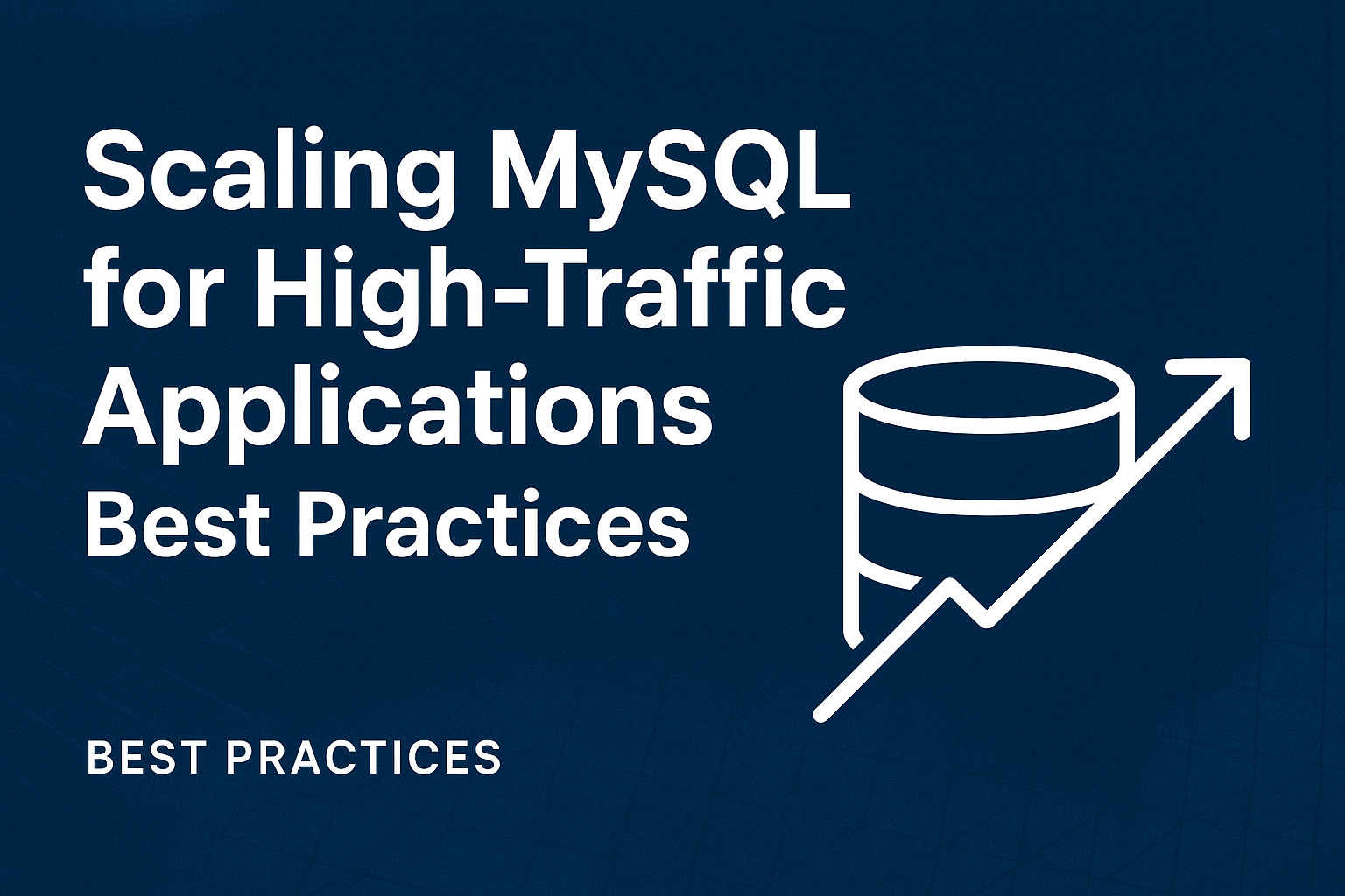 A digital illustration of MySQL database scaling with servers, replication, caching, and load balancing, representing high-traffic application architecture.